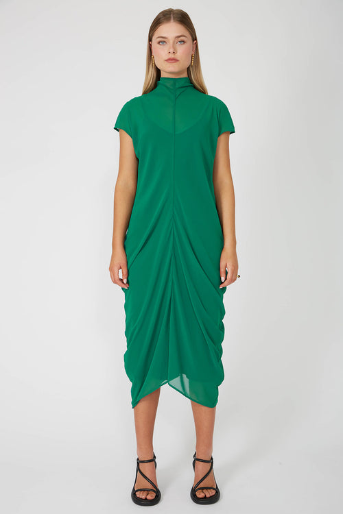 cove cap sleeve dress / emerald green