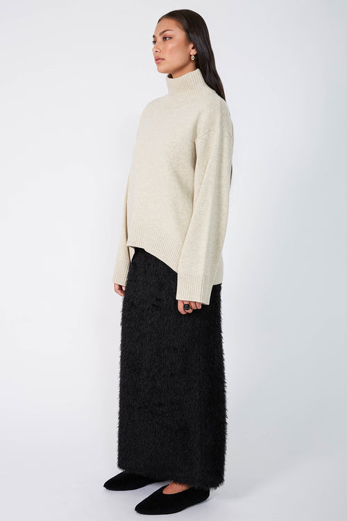 arched polo sweater / sandstone