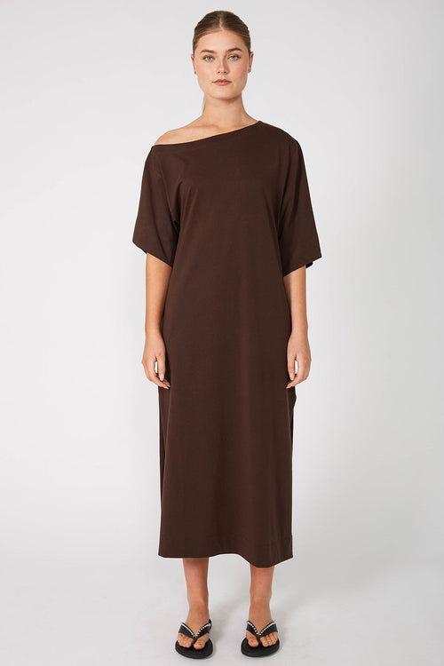 direction midi dress / chocolate brown