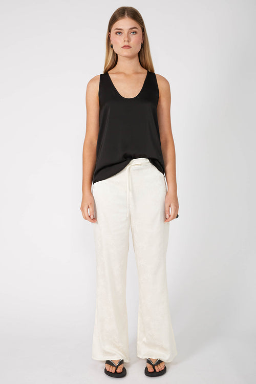 frame pant / cream flower jacquard