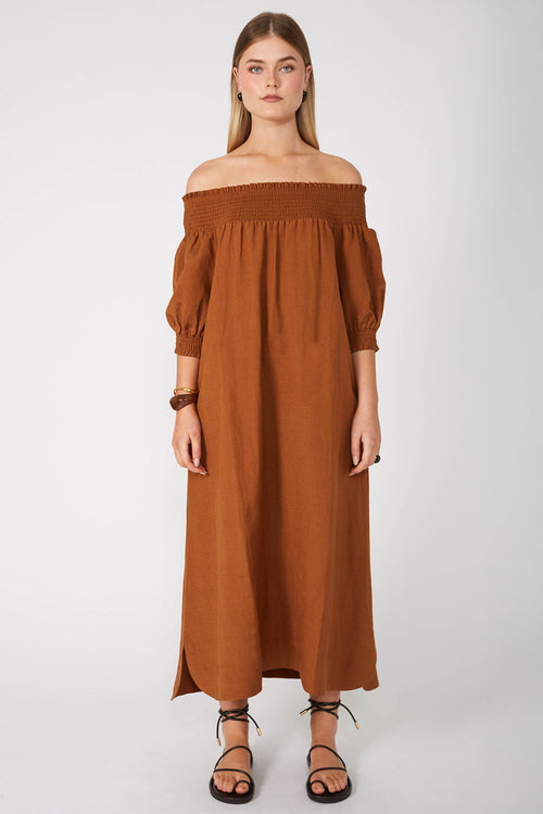 gale dress / brass brown