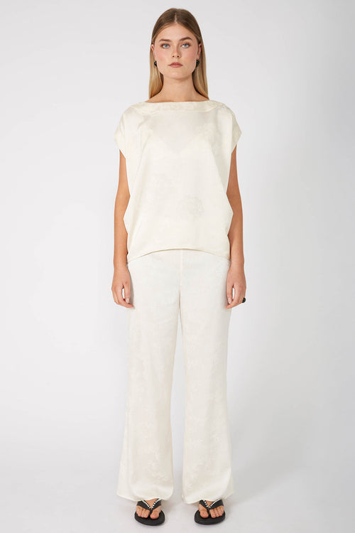 frame pant / cream flower jacquard