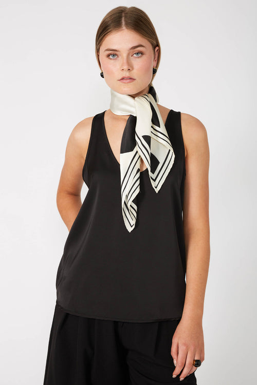 polka dot scarf / black|ivory