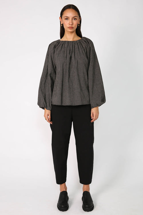 rue top / black|natural check