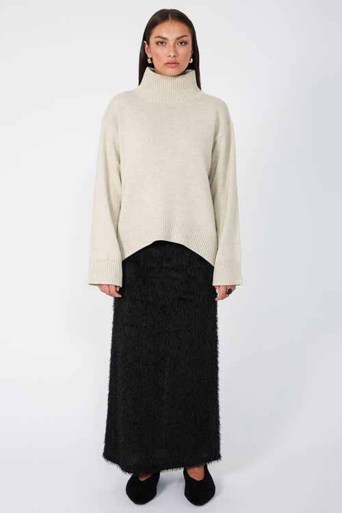 arched polo sweater / sandstone