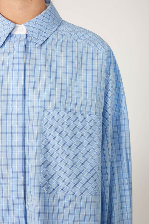 tabard contrast shirt / blue check plaid