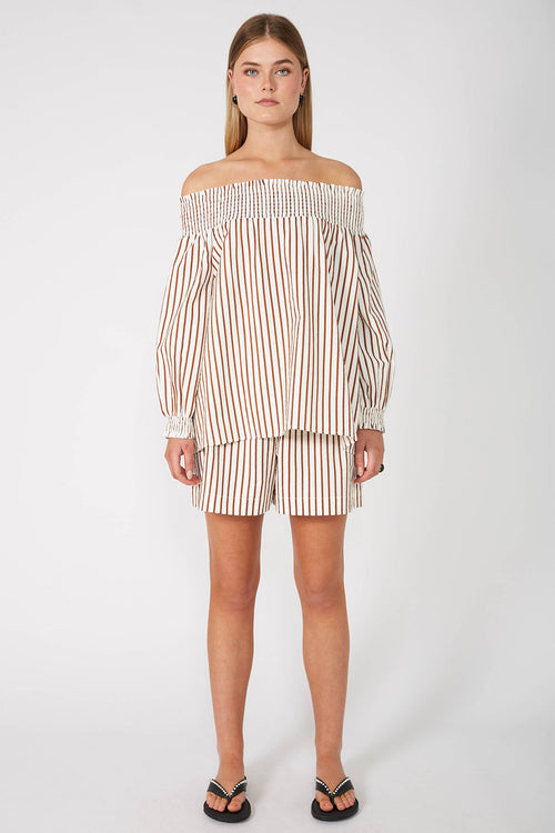 gale top / cream|brass stripe