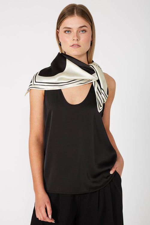 polka dot scarf / black|ivory