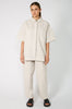tabard short sleeve shacket / pink chalk