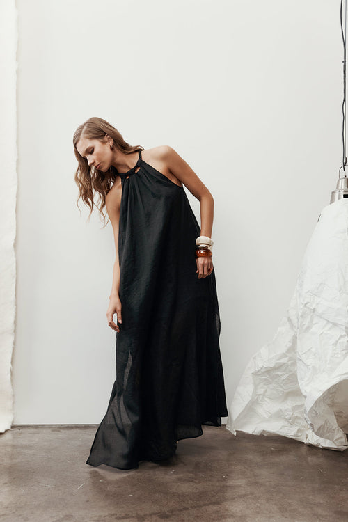 cable maxi dress / black
