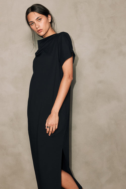 sharp midi dress / black