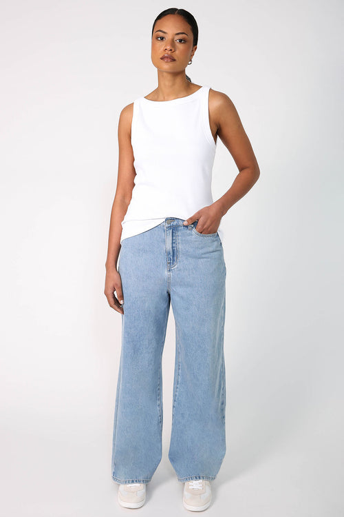 glowed jean / washed indigo blue