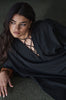 inset kaftan dress / black