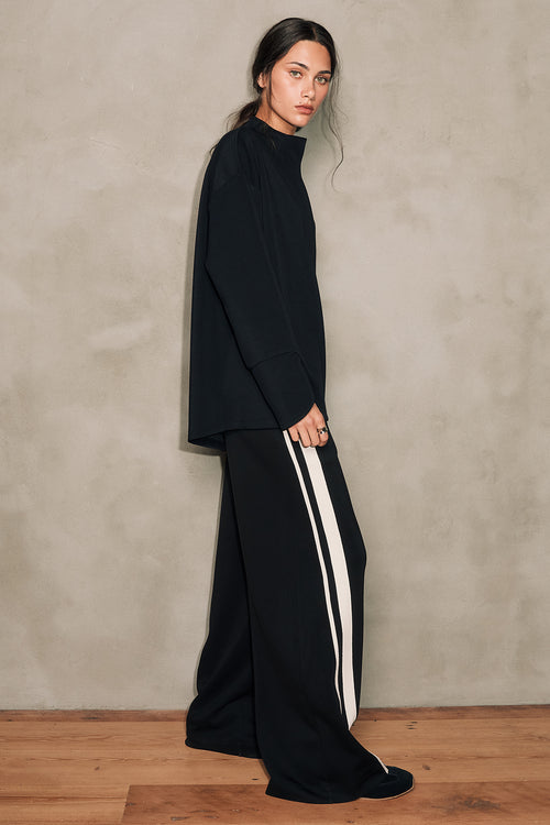 streaked pant / black|ecru