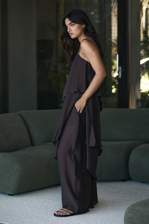 frame wide pant / carob brown