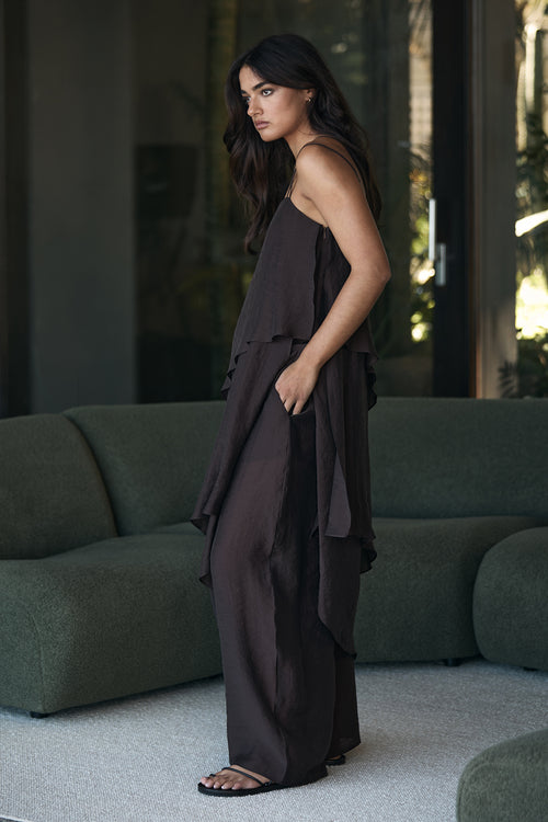 frame wide pant / carob brown