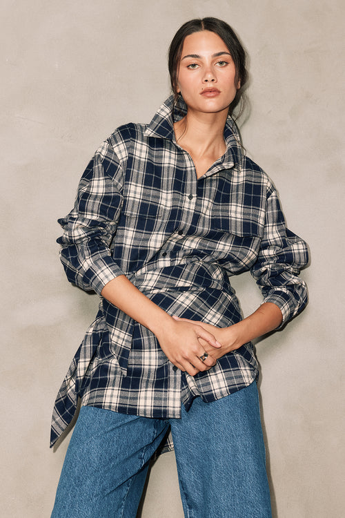 plaid bandana / navy | ecru plaid