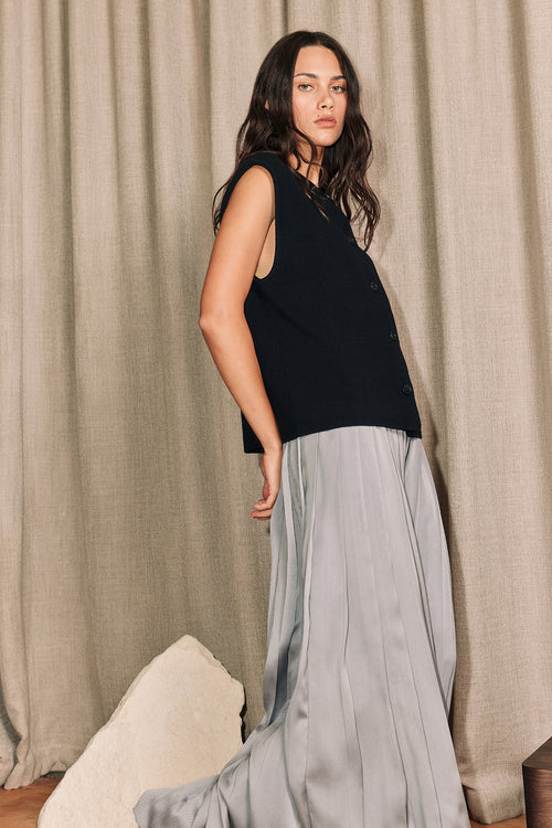 pleating midi skirt / grey