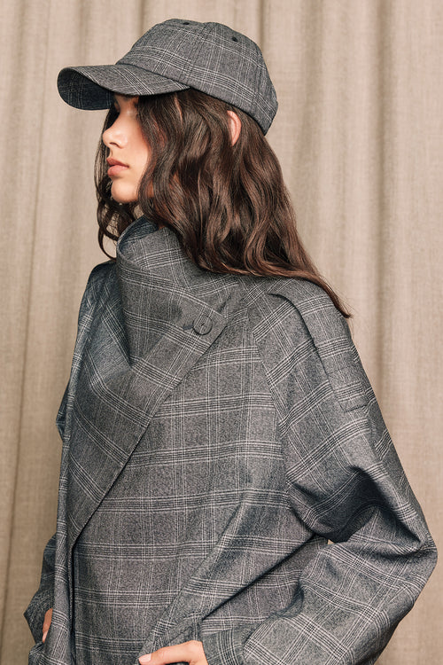 grey plaid cap / grey marle