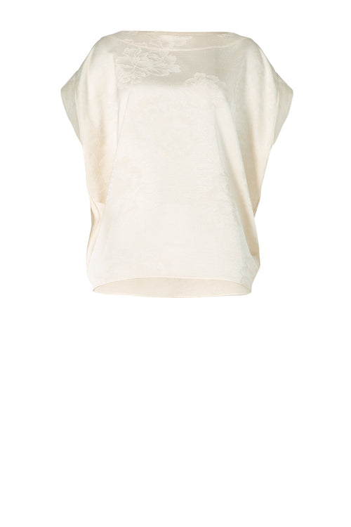 inter short sleeve top / cream flower jacquard