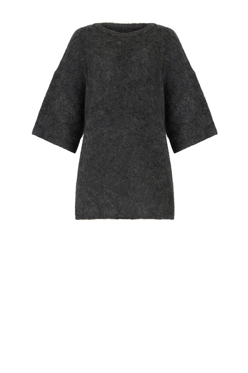 fronted longline tee sweater / charcoal marle