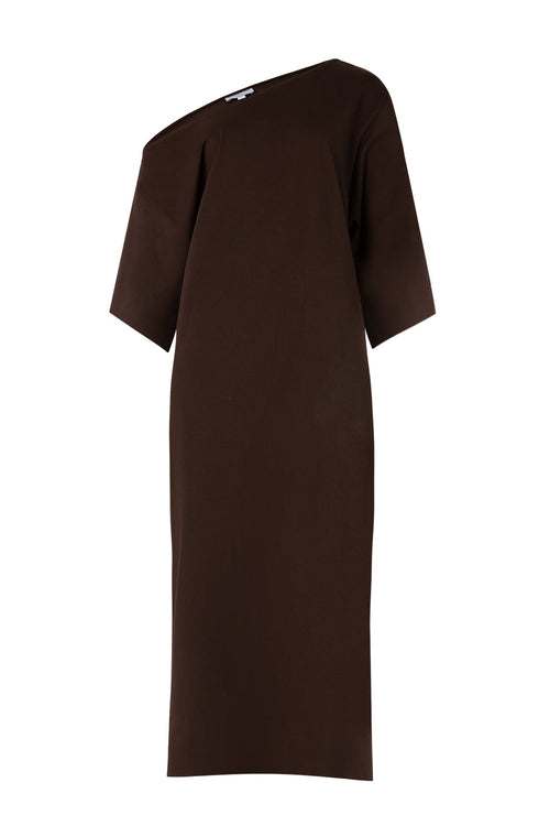 direction midi dress / chocolate brown