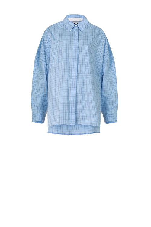 tabard contrast shirt / blue check plaid