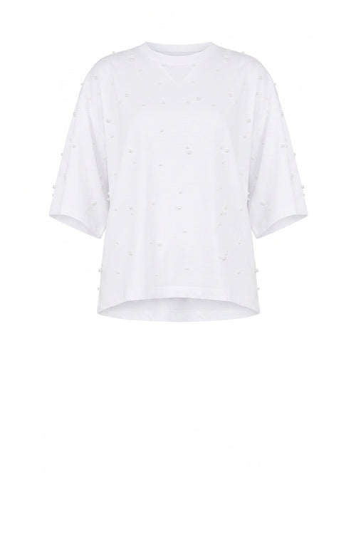 ornamental short sleeve top / ivory