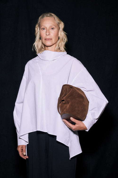 funnelled overshirt / white