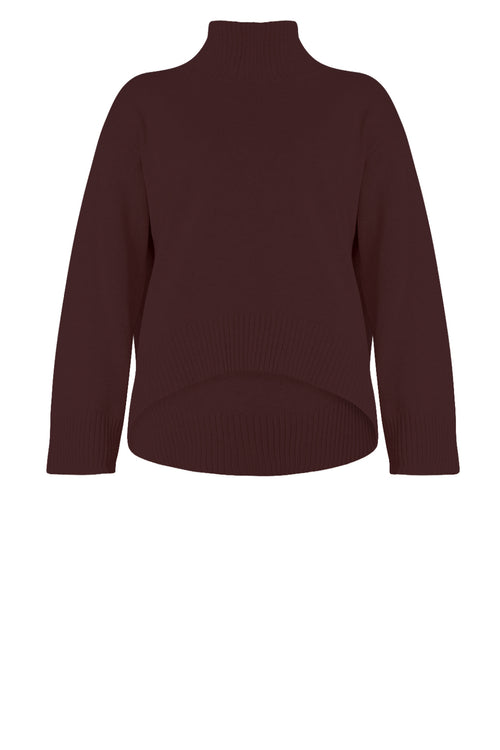 arched polo sweater / dark sangria red