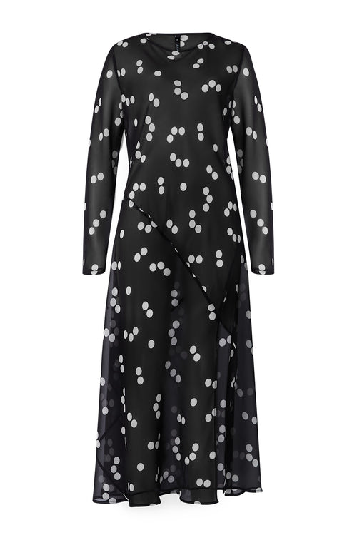 solaced dress / black|ivory polka dot