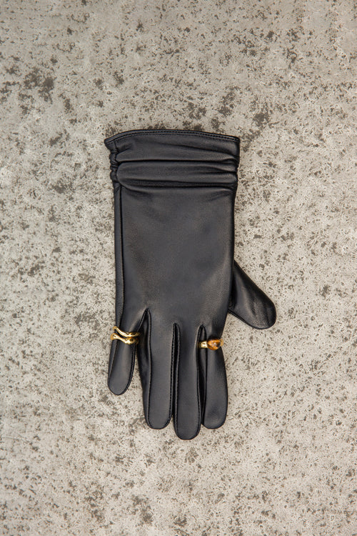luxe leather gloves / black