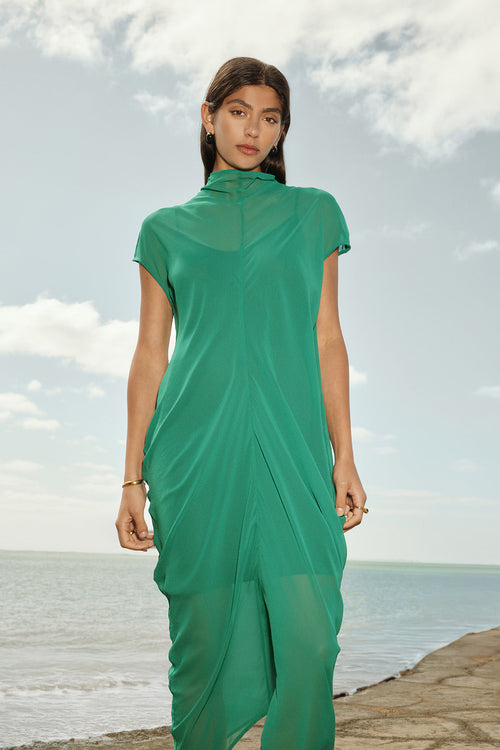 cove cap sleeve dress / emerald green
