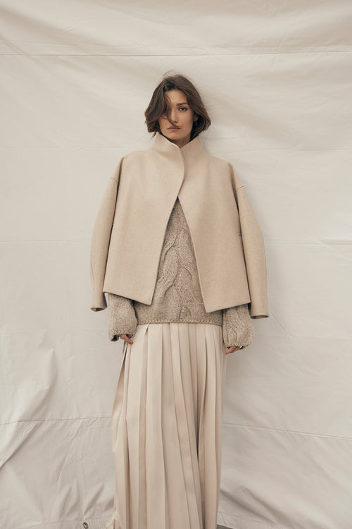pleating skirt / sand mist