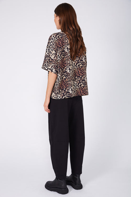 boxed top / ochre| black| cream cheetah print