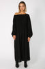 cased midi dress / black