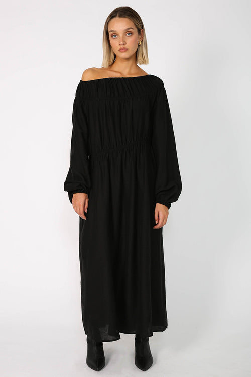 cased midi dress / black