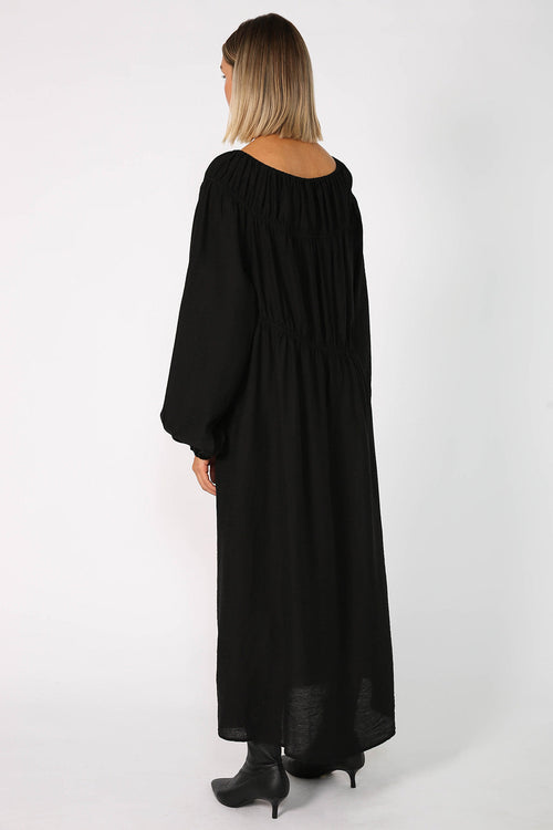 cased midi dress / black