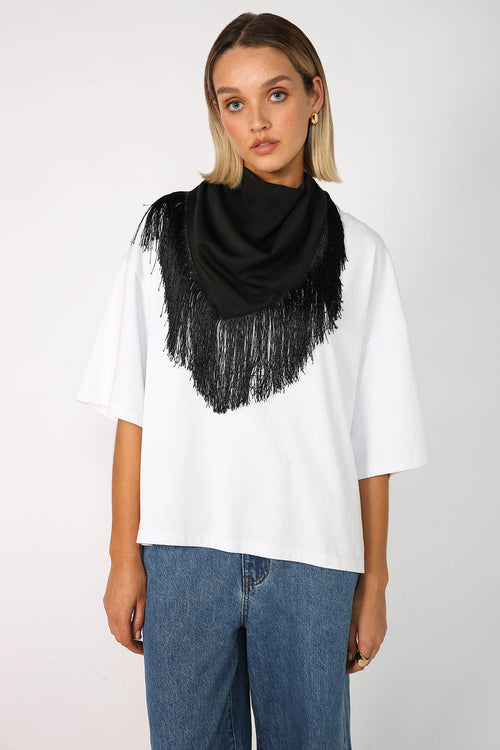 fringed bandana scarf / black