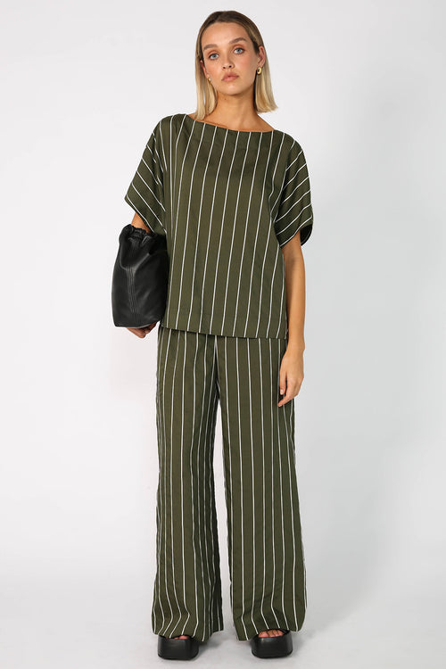 ranging pant / khaki|white stripe