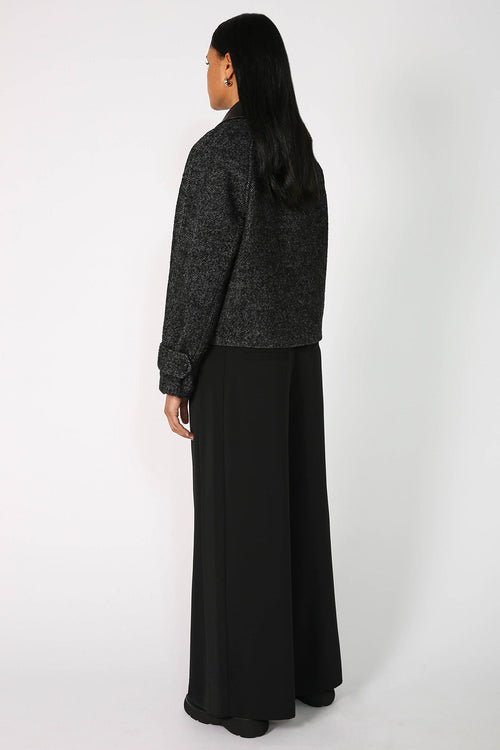 chore crop jacket / black|grey