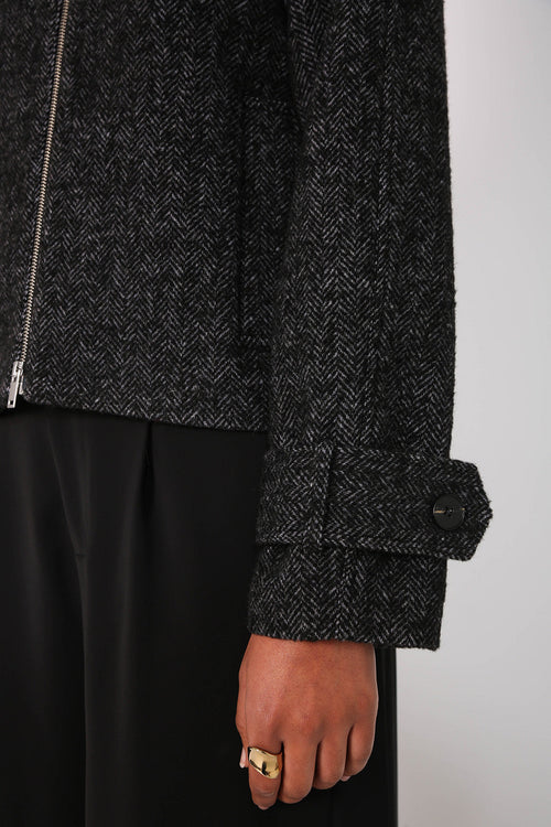 chore crop jacket / black|grey