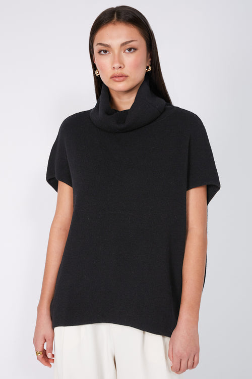 sphere polo sweater / black