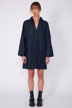 advance dress / dark indigo denim