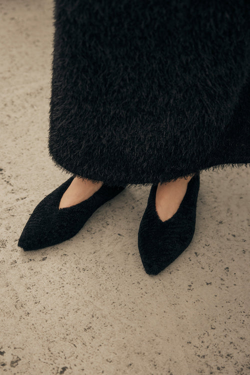 aim shearling ballet flat / black