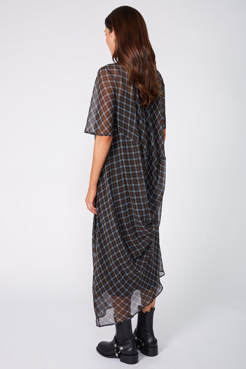 air short sleeve dress / chocolate plaid