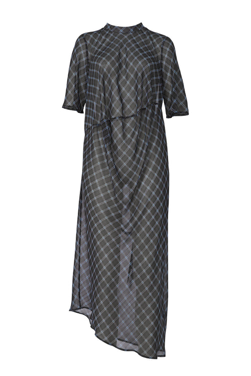 air short sleeve dress / chocolate plaid