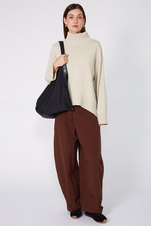 arched polo sweater / sandstone