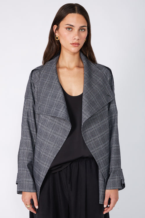 assign short trench / grey marle plaid
