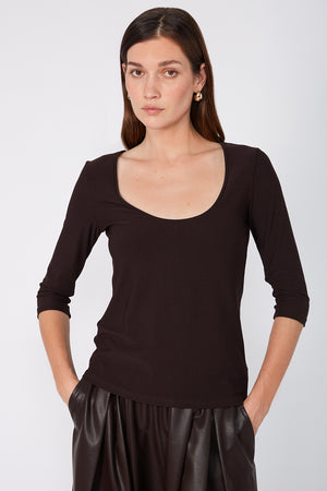 ballet layer top / chocolate brown